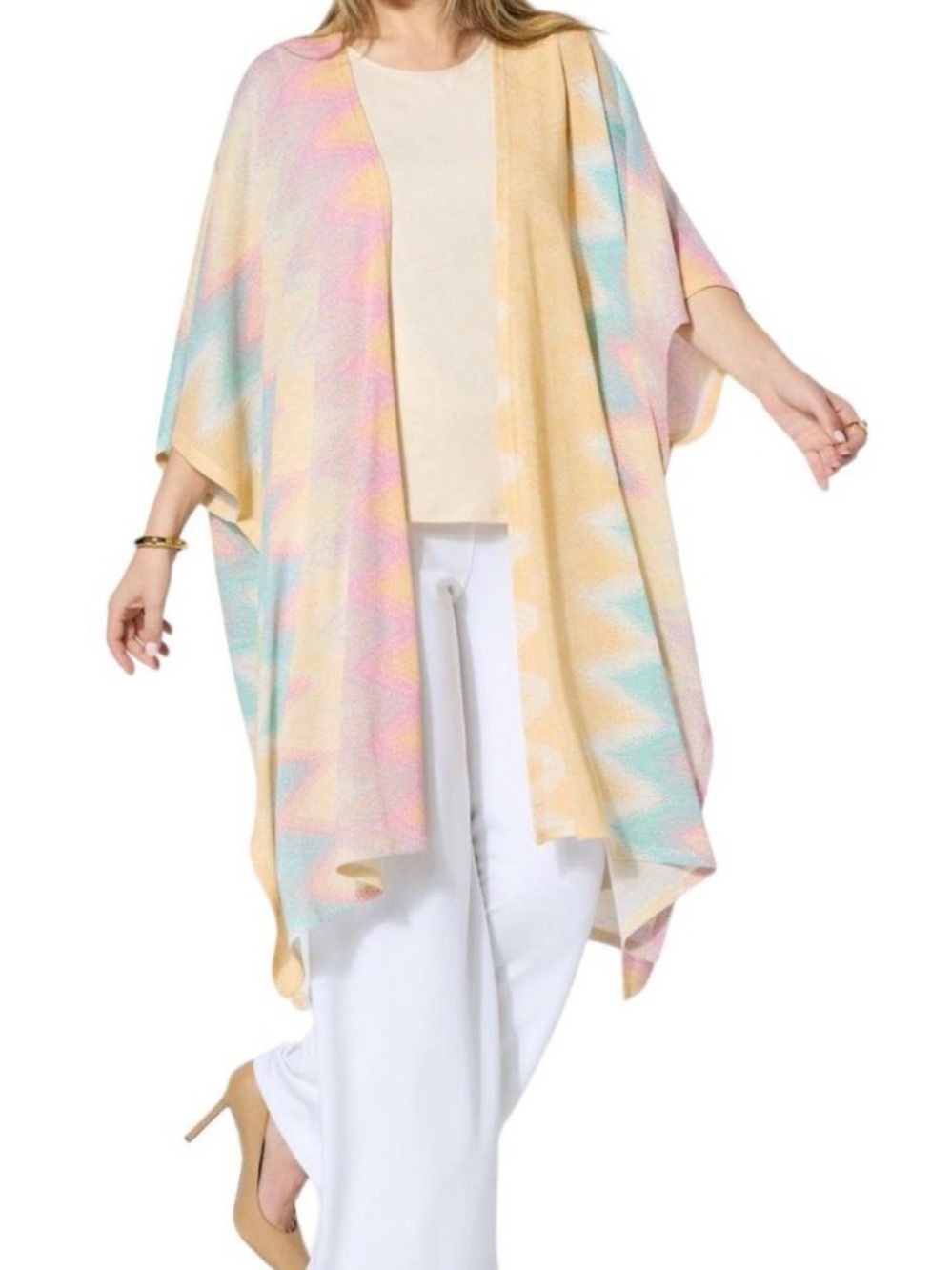 IMAN Pastel Yellow Multicolor Kimono Cover